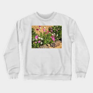 Pink and White Cosmos Garden Crewneck Sweatshirt